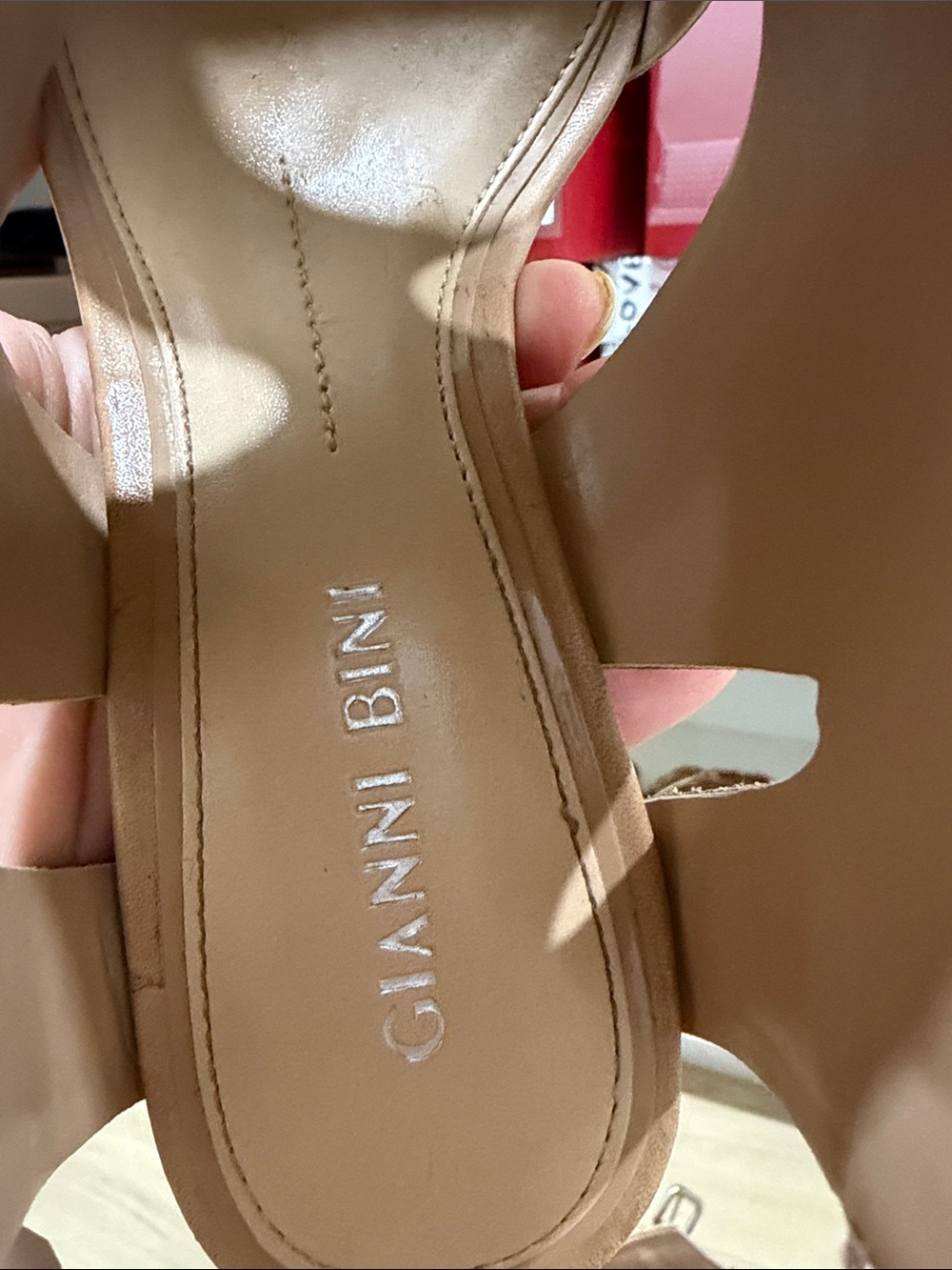 Gianni Bini Nude Tan Slingback Block Heel Sandals - Picture 2 of 7